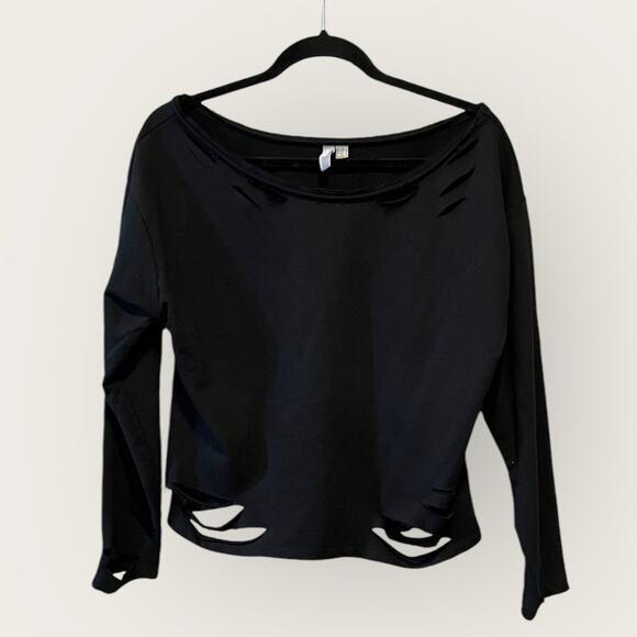 ASOS shredded cropped sweatshirt size 0 Black - Picture 3 of 11